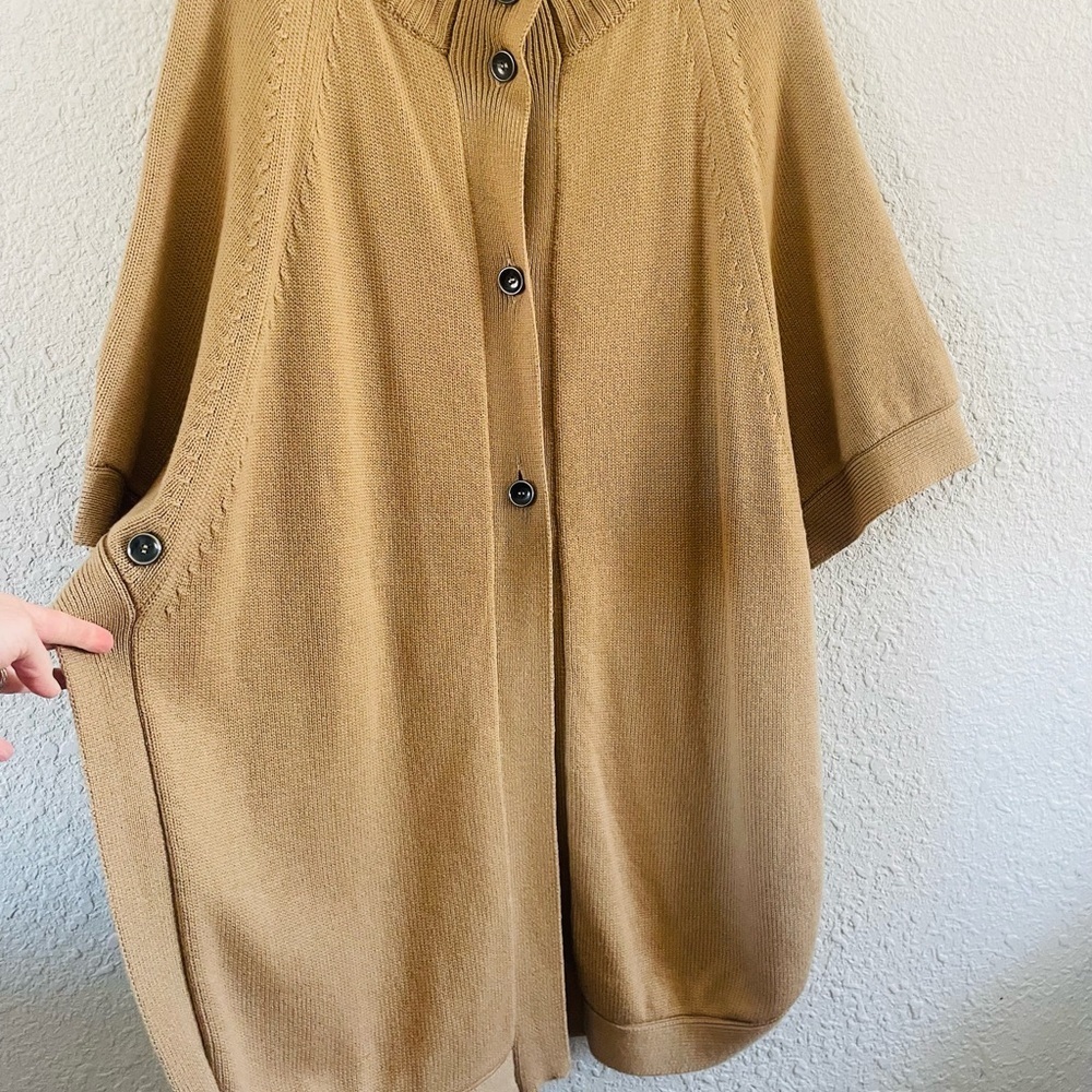 Luciano Barbara Designer Wool Long Cape Sweater - Picture 5 of 11